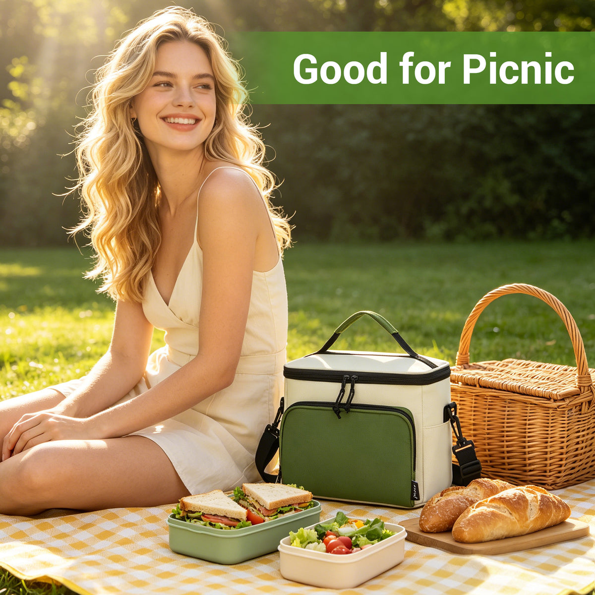 Kono Insulated Lunch Bag-Water-Resistant 4-Layer Food Container, Leak-Proof