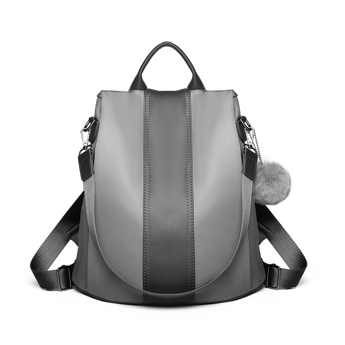 Miss Lulu Two Way Backpack Shoulder Bag with Pom Pom Pendant