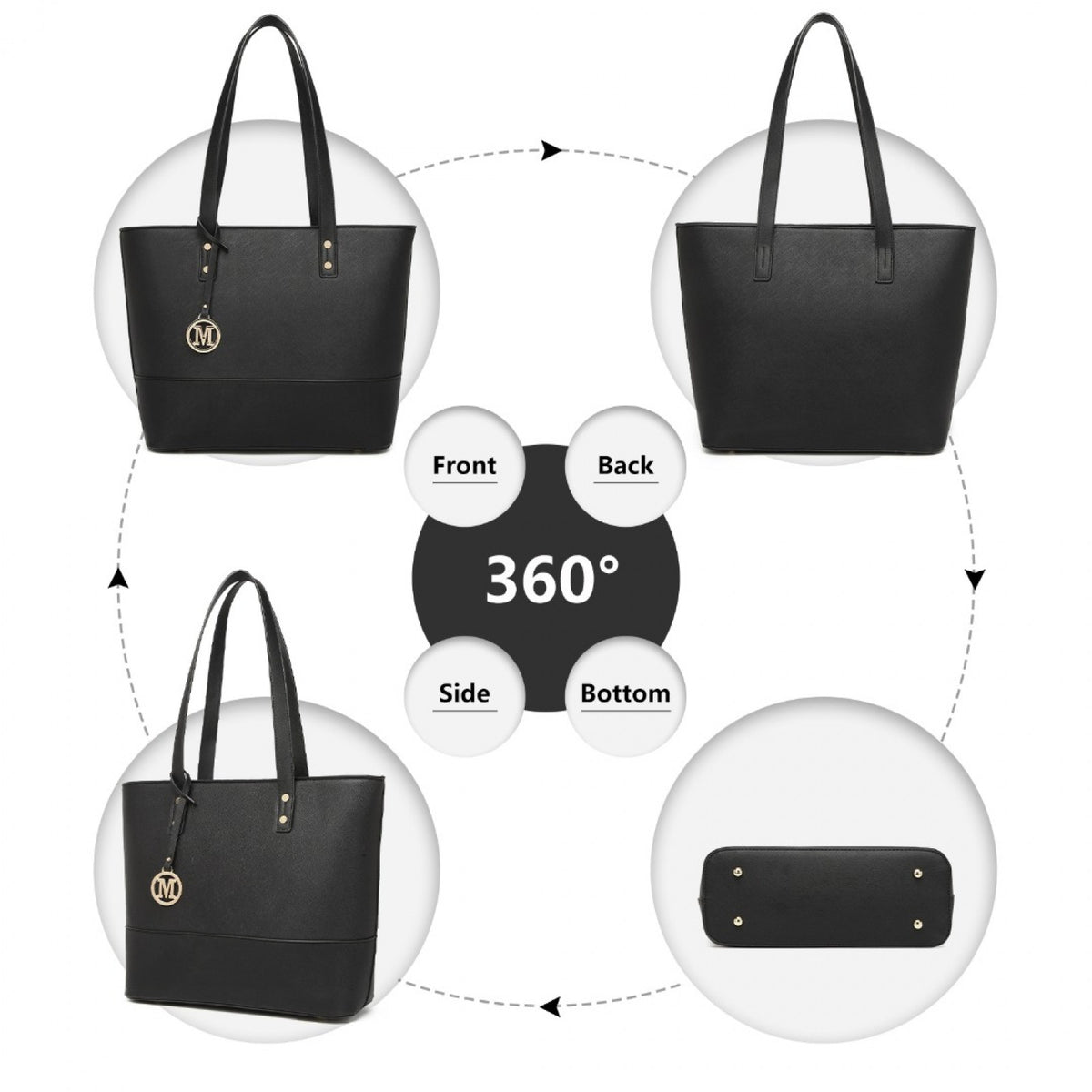 Miss Lulu Elegant Leather Look Tote Bag- Versatile & Chic for Every Occasion