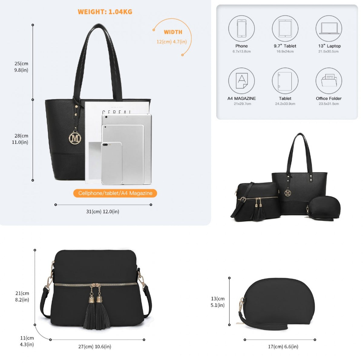 Miss Lulu Elegant Leather Look Tote Bag- Versatile & Chic for Every Occasion