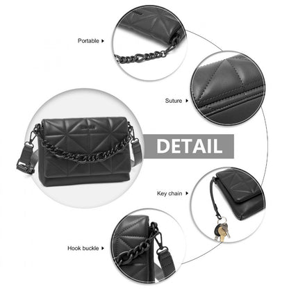 Miss Lulu Chic Quilted Shoulder Bag With Chain Strap