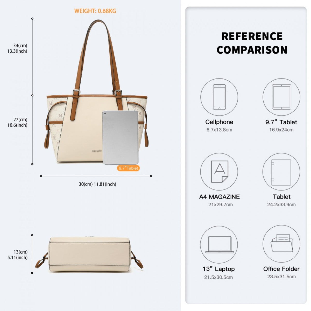 Miss Lulu Elegant Tote Bag With Monogram Pattern