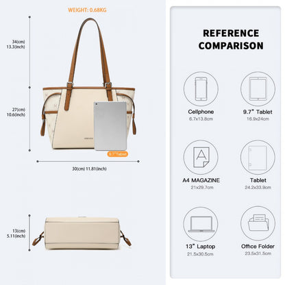 Miss Lulu Elegant Tote Bag With Monogram Pattern