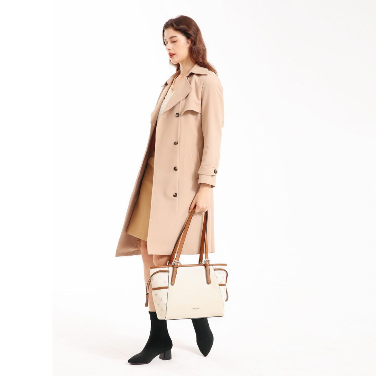 Miss Lulu Elegant Tote Bag With Monogram Pattern