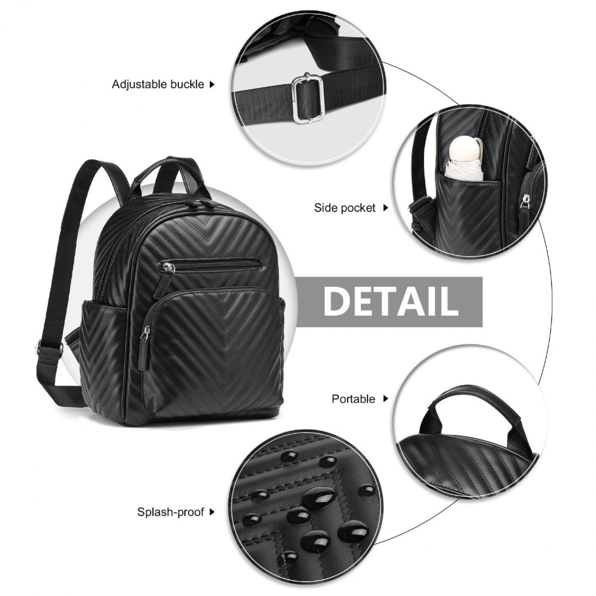Miss Lulu Water-resistant Chic PU Leather Backpack
