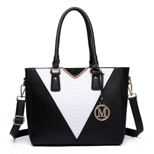 Miss Lulu Leather Look V-Shape Multicolour Tote Bag