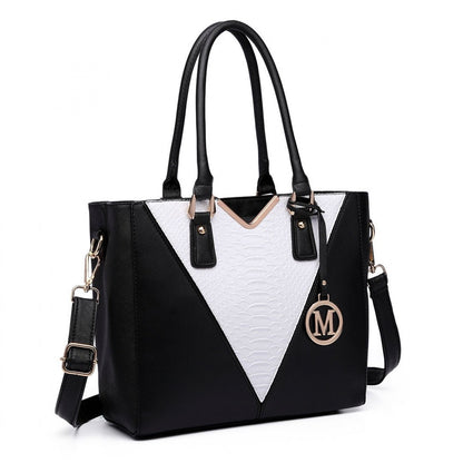 Miss Lulu Leather Look V-Shape Multicolour Tote Bag
