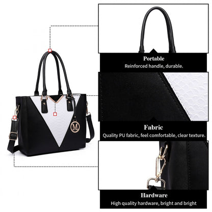 Miss Lulu Leather Look V-Shape Multicolour Tote Bag