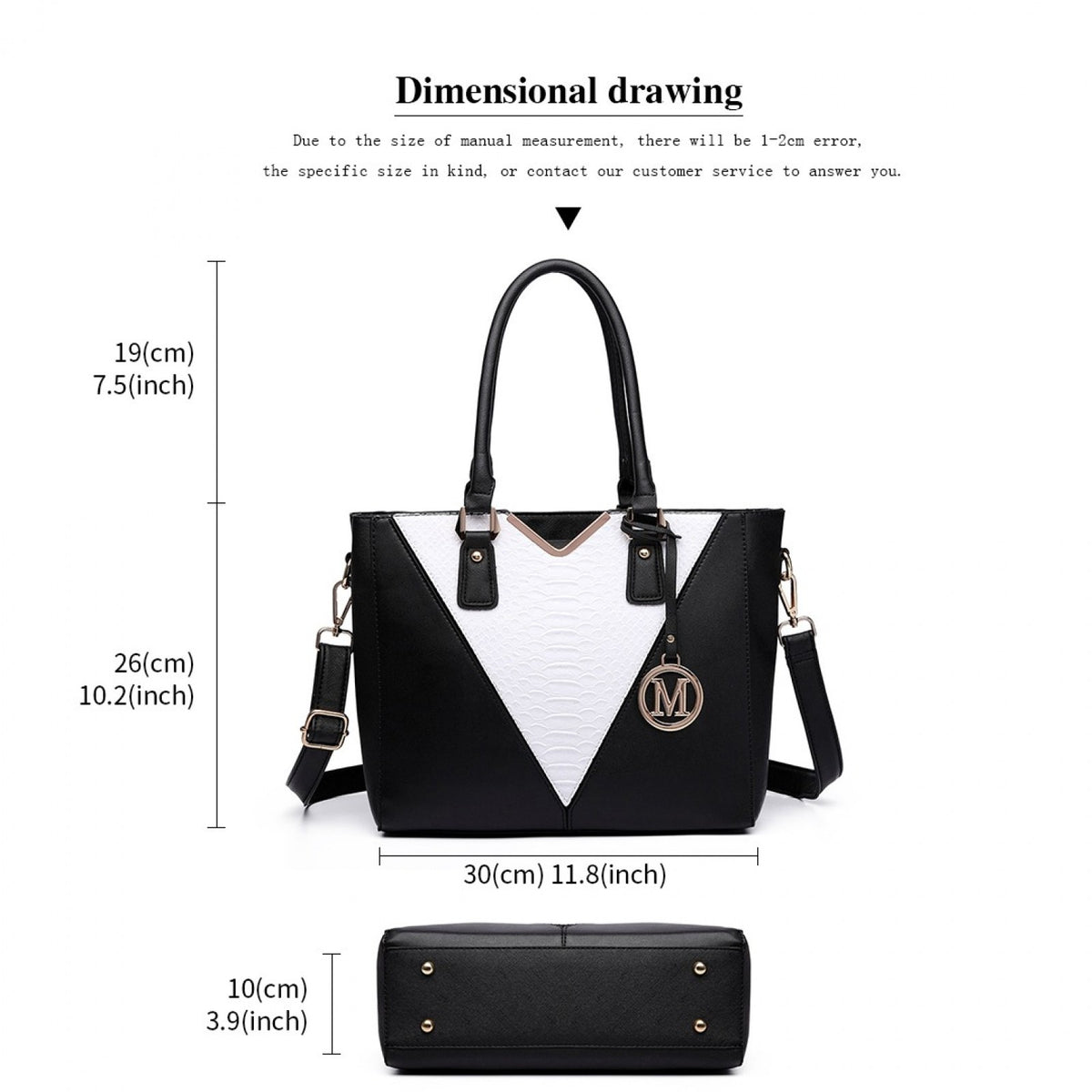 Miss Lulu Leather Look V-Shape Multicolour Tote Bag