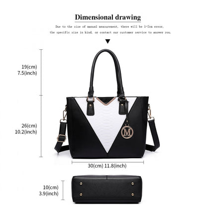 Miss Lulu Leather Look V-Shape Multicolour Tote Bag