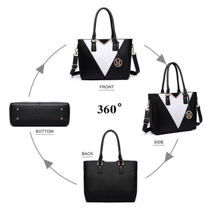 Miss Lulu Leather Look V-Shape Multicolour Tote Bag