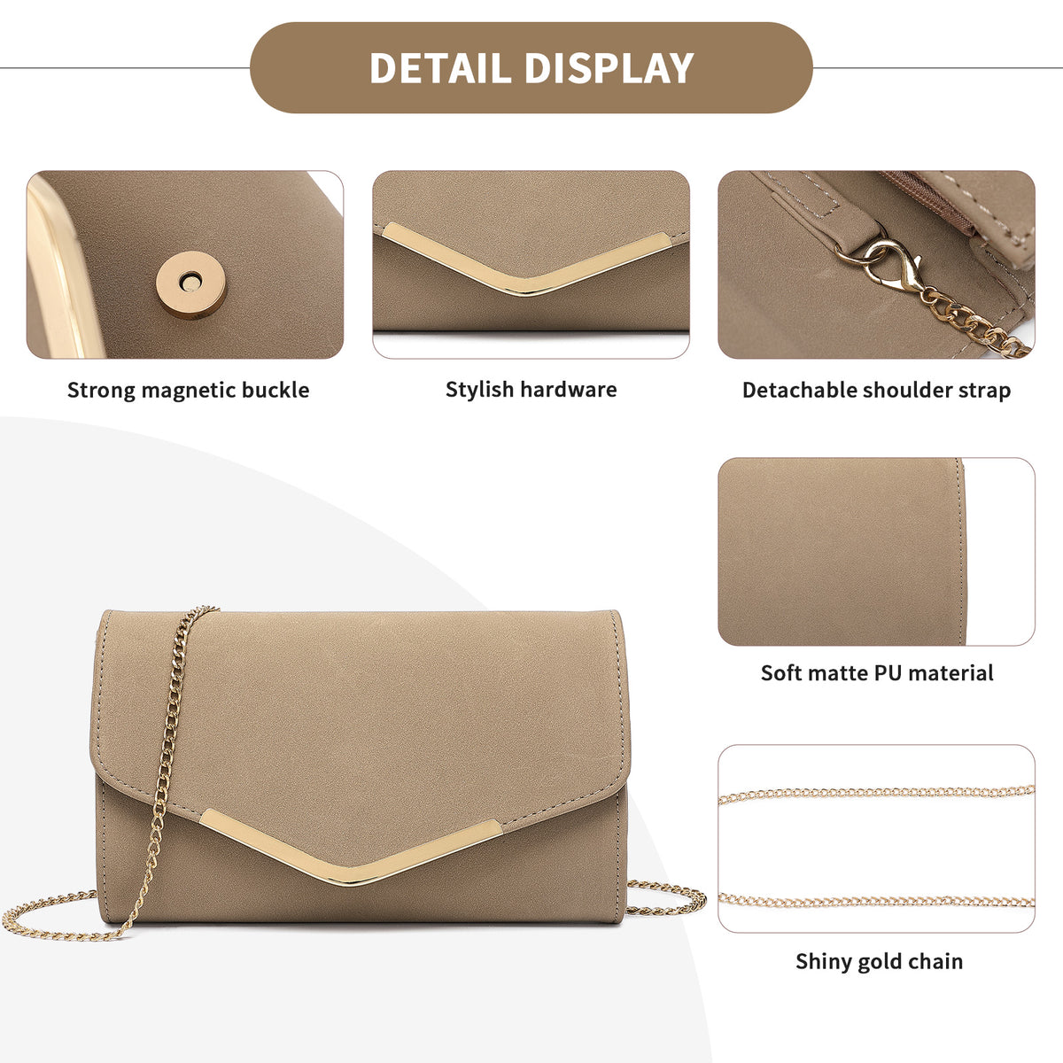 Miss Lulu Leather Look Envelope Clutch Bag