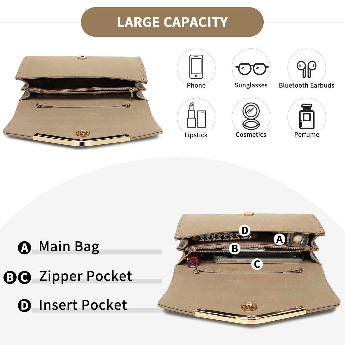 Miss Lulu Leather Look Envelope Clutch Bag