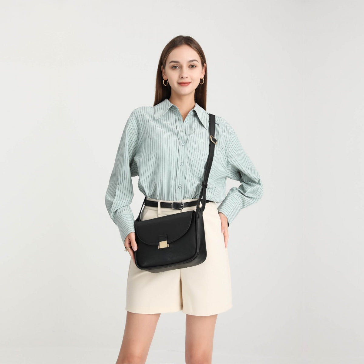 Miss Lulu Fashion Leather Commute Flap Small Square Bag