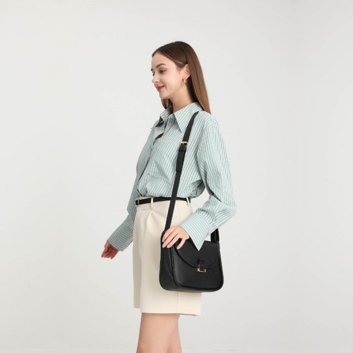 Miss Lulu Fashion Leather Commute Flap Small Square Bag