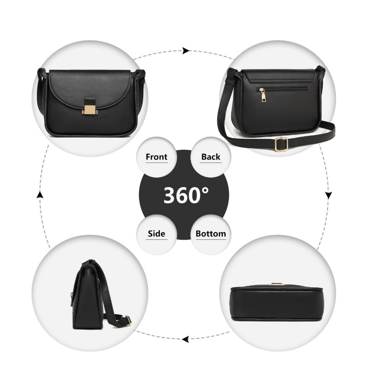 Miss Lulu Fashion Leather Commute Flap Small Square Bag