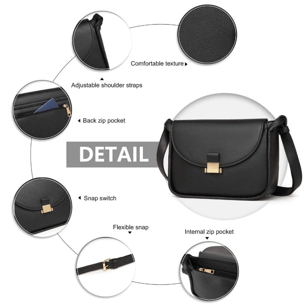 Miss Lulu Fashion Leather Commute Flap Small Square Bag