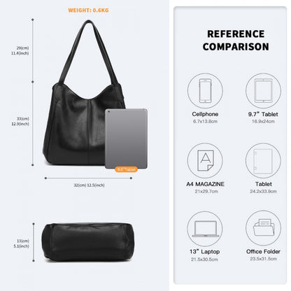 Miss Lulu Soft Leather Multiple Pocket Tote Shoulder Bag