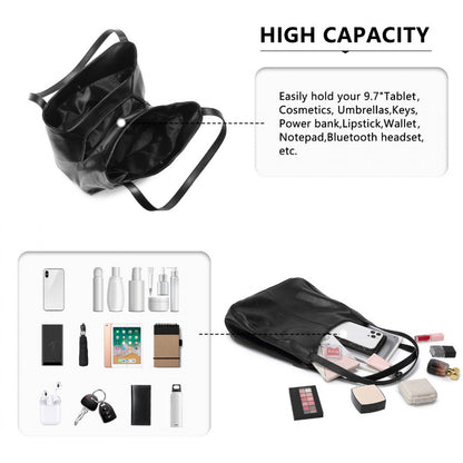 Miss Lulu Soft Leather Multiple Pocket Tote Shoulder Bag