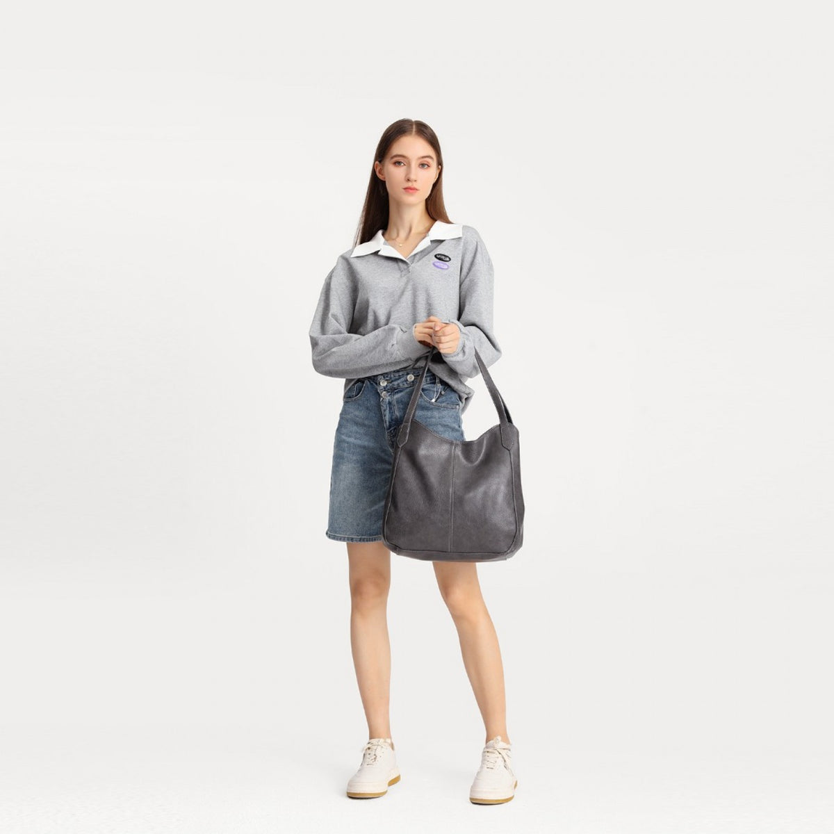 Miss Lulu Soft Leather Multiple Pocket Tote Shoulder Bag