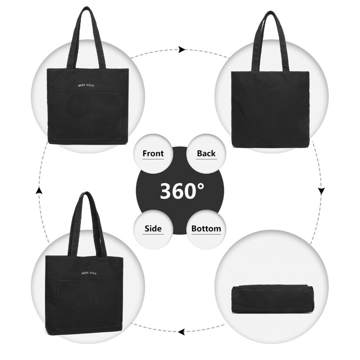 Miss Lulu Large Capacity Canvas Shopping Shoulder Bag