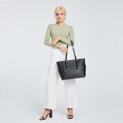 Miss Lulu Faux Leather Adjustable Handle Tote Bag