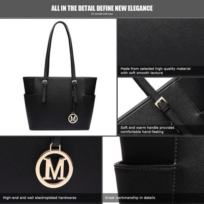 Miss Lulu Faux Leather Adjustable Handle Tote Bag
