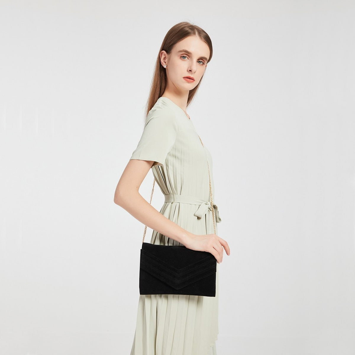Miss Lulu Chevron Envelope Clutch Bag