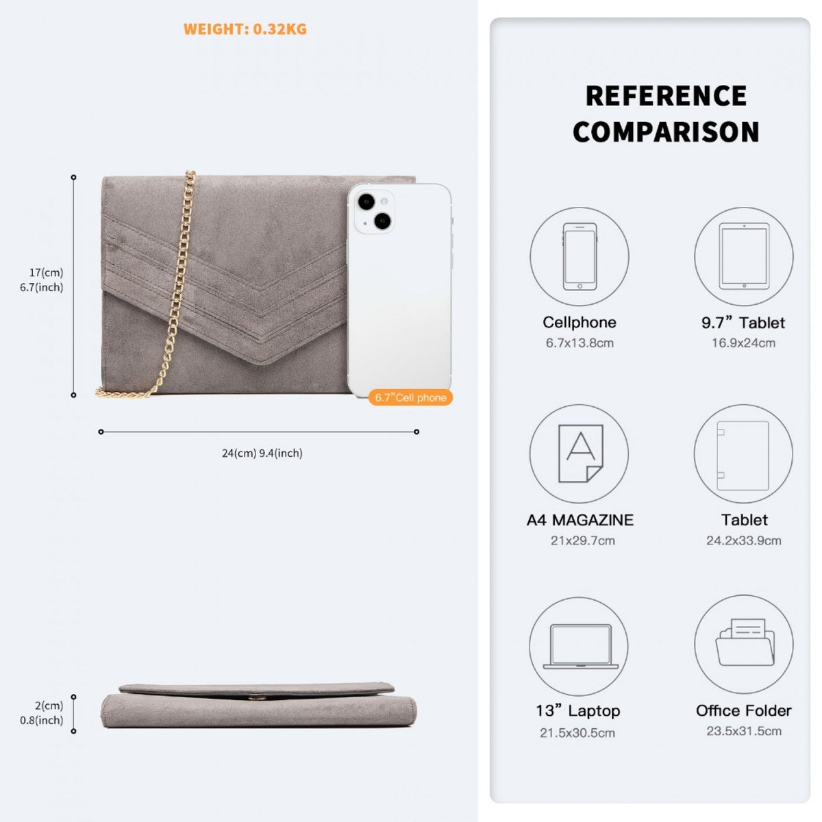 Miss Lulu Chevron Envelope Clutch Bag