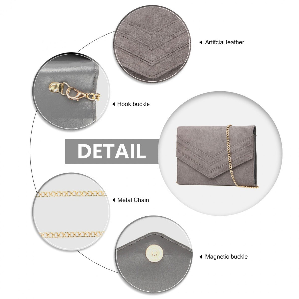 Miss Lulu Chevron Envelope Clutch Bag