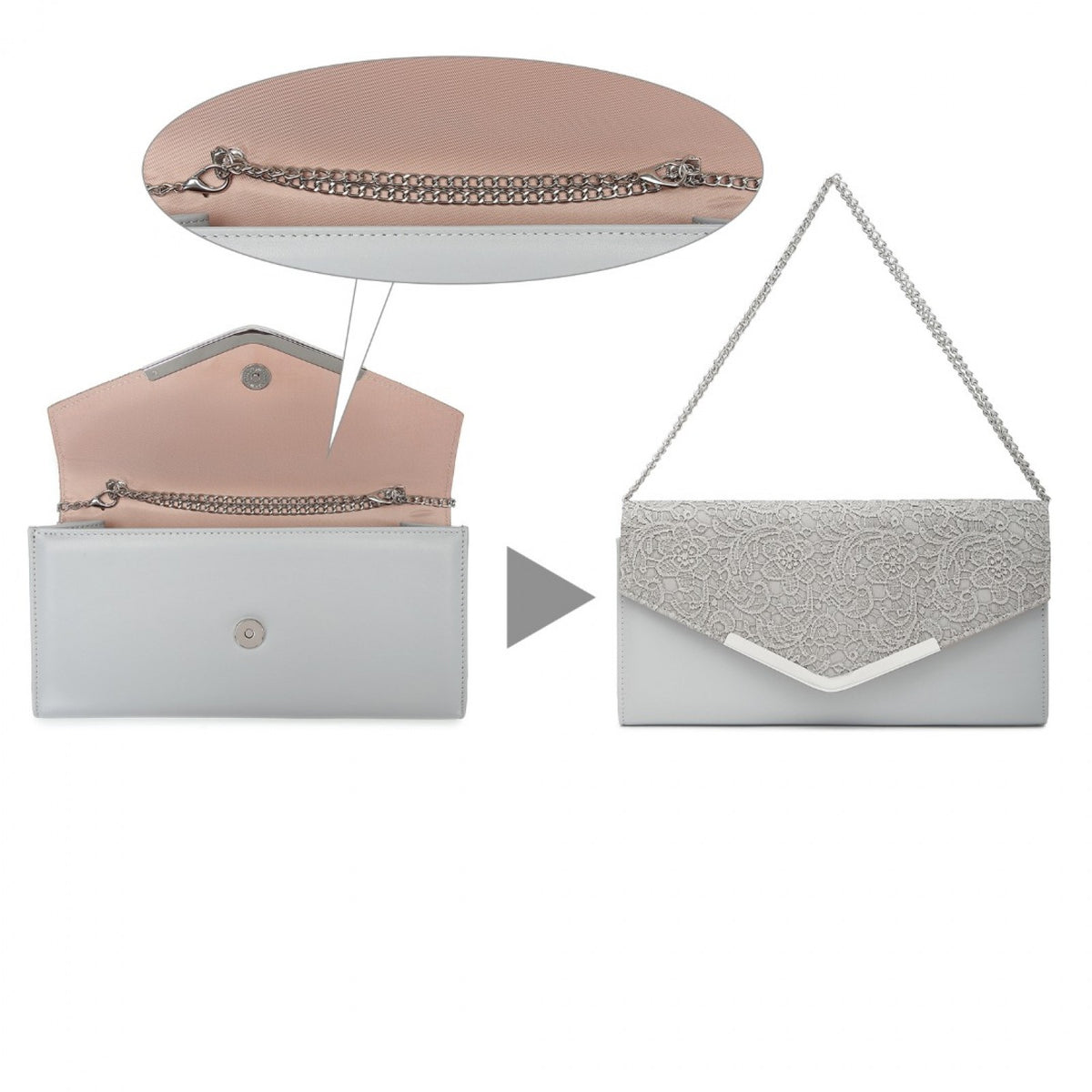 Miss Lulu Lace Envelope Flap Clutch Evening Bag