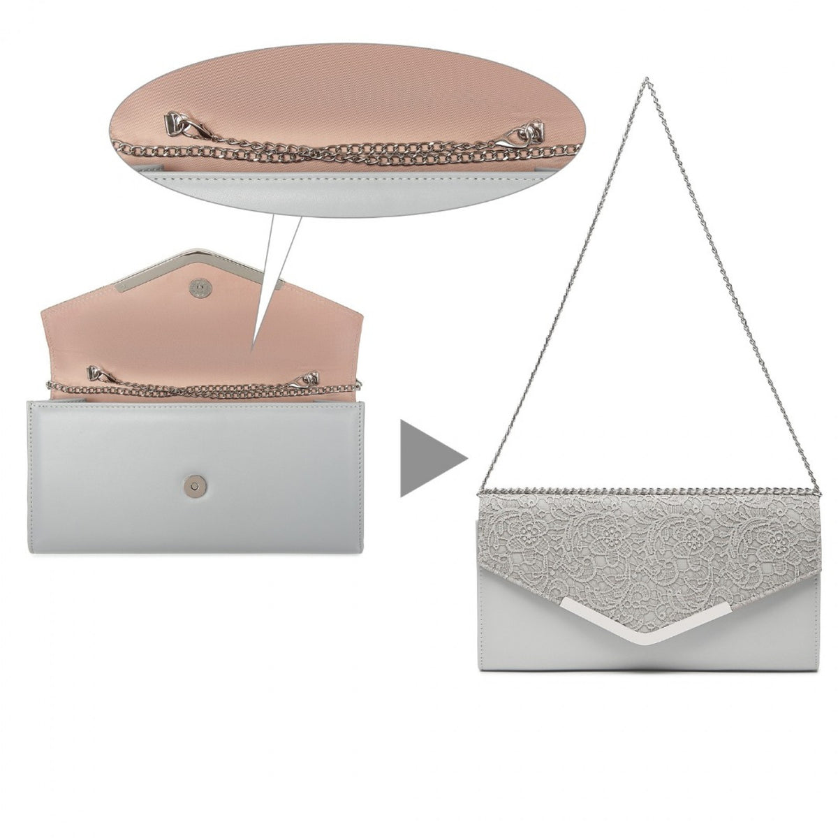 Miss Lulu Lace Envelope Flap Clutch Evening Bag