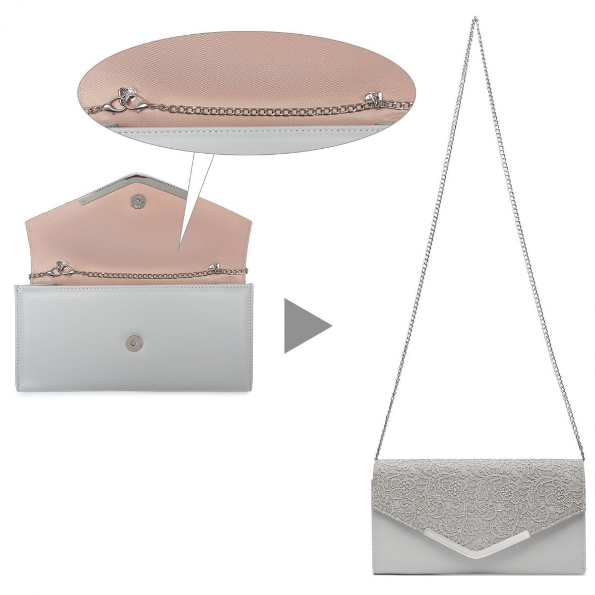 Miss Lulu Lace Envelope Flap Clutch Evening Bag