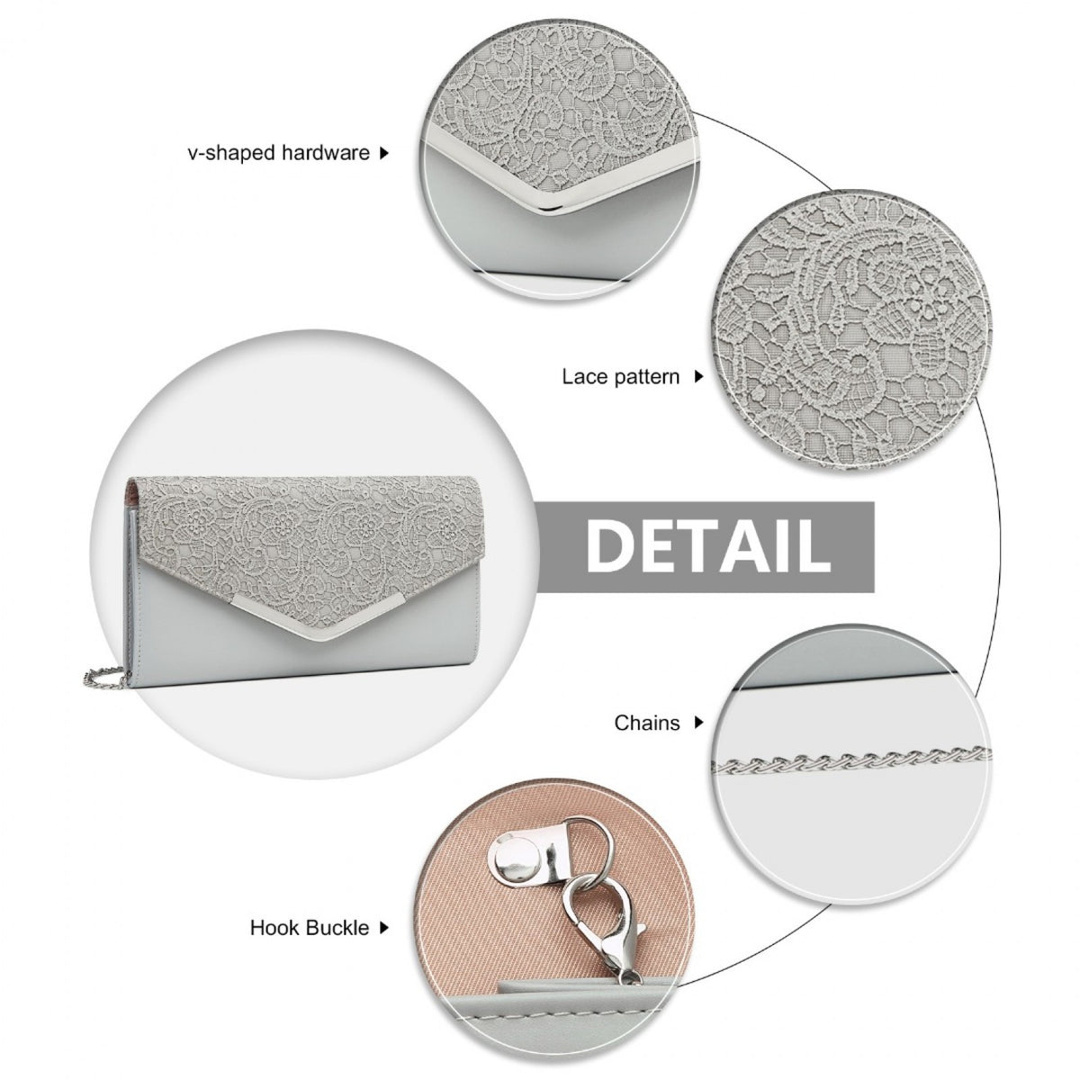 Miss Lulu Lace Envelope Flap Clutch Evening Bag