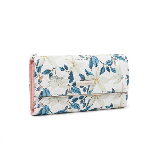 Miss Lulu Ladies' Flower Printed PU Leather Long Purse