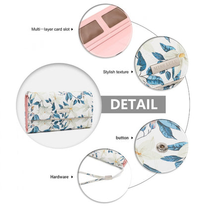 Miss Lulu Ladies' Flower Printed PU Leather Long Purse