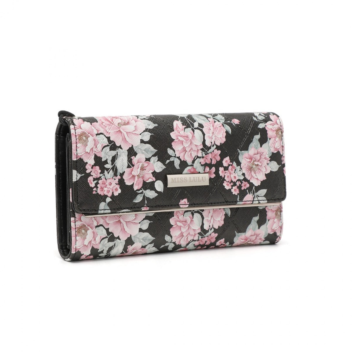 Miss Lulu Ladies' Flower Printed PU Leather Long Purse
