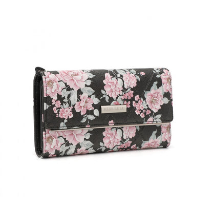Miss Lulu Ladies' Flower Printed PU Leather Long Purse