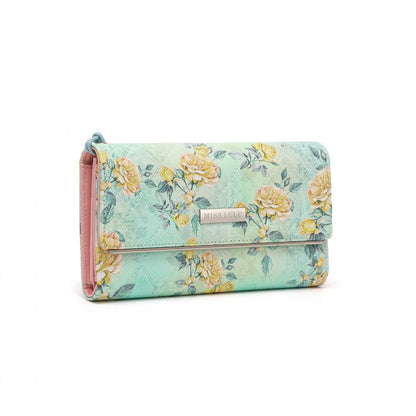 Miss Lulu Ladies' Flower Printed PU Leather Long Purse