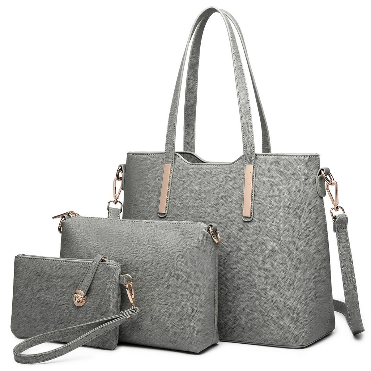 Miss Lulu Three Piece Tote Shoulder Bag And Clutch