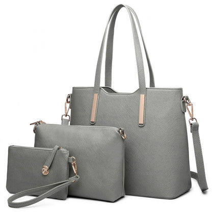 Miss Lulu Three Piece Tote Shoulder Bag And Clutch