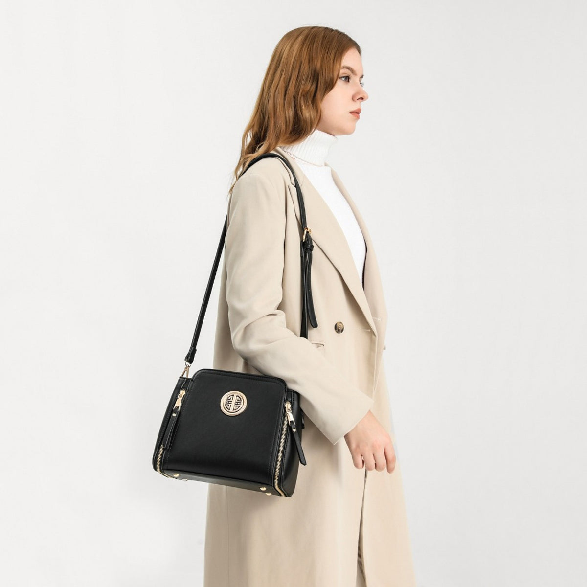 Miss Lulu Leather Look Practical Crossbody Bag