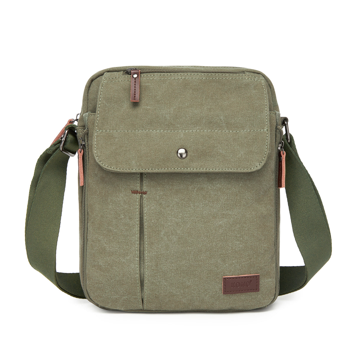 Kono Canvas Crossbody Shoulder Bag– Multi-Pocket Messenger Bag