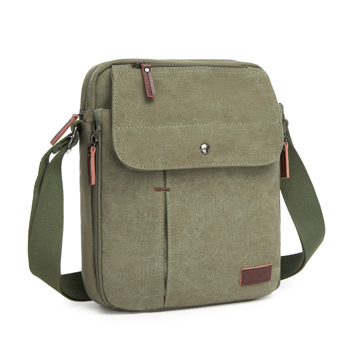 Kono Canvas Crossbody Shoulder Bag– Multi-Pocket Messenger Bag
