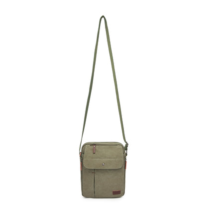 Kono Canvas Crossbody Shoulder Bag– Multi-Pocket Messenger Bag
