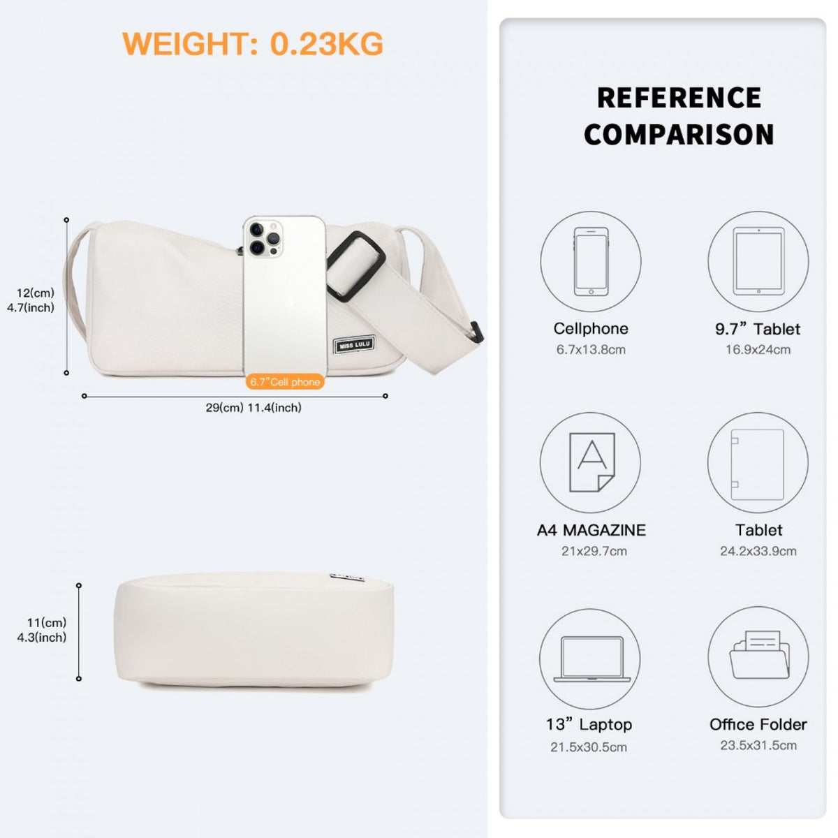 Miss Lulu Vintage Chic Lightweight Water-Resistant Crossbody Bag