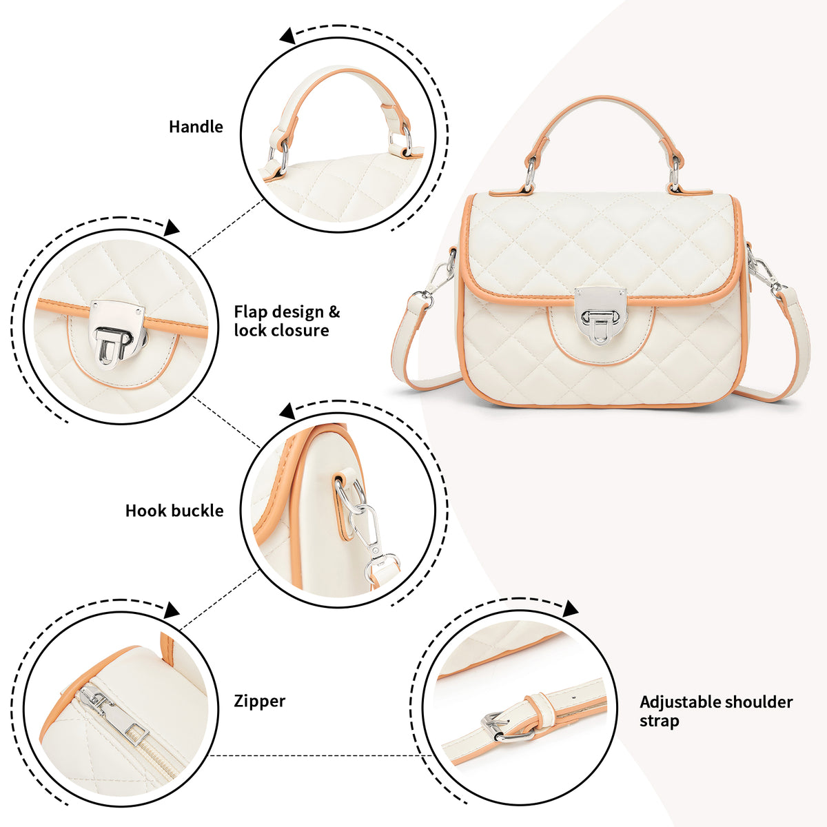 Miss Lulu Practical Quilted PU Leather Crossbody Handbag