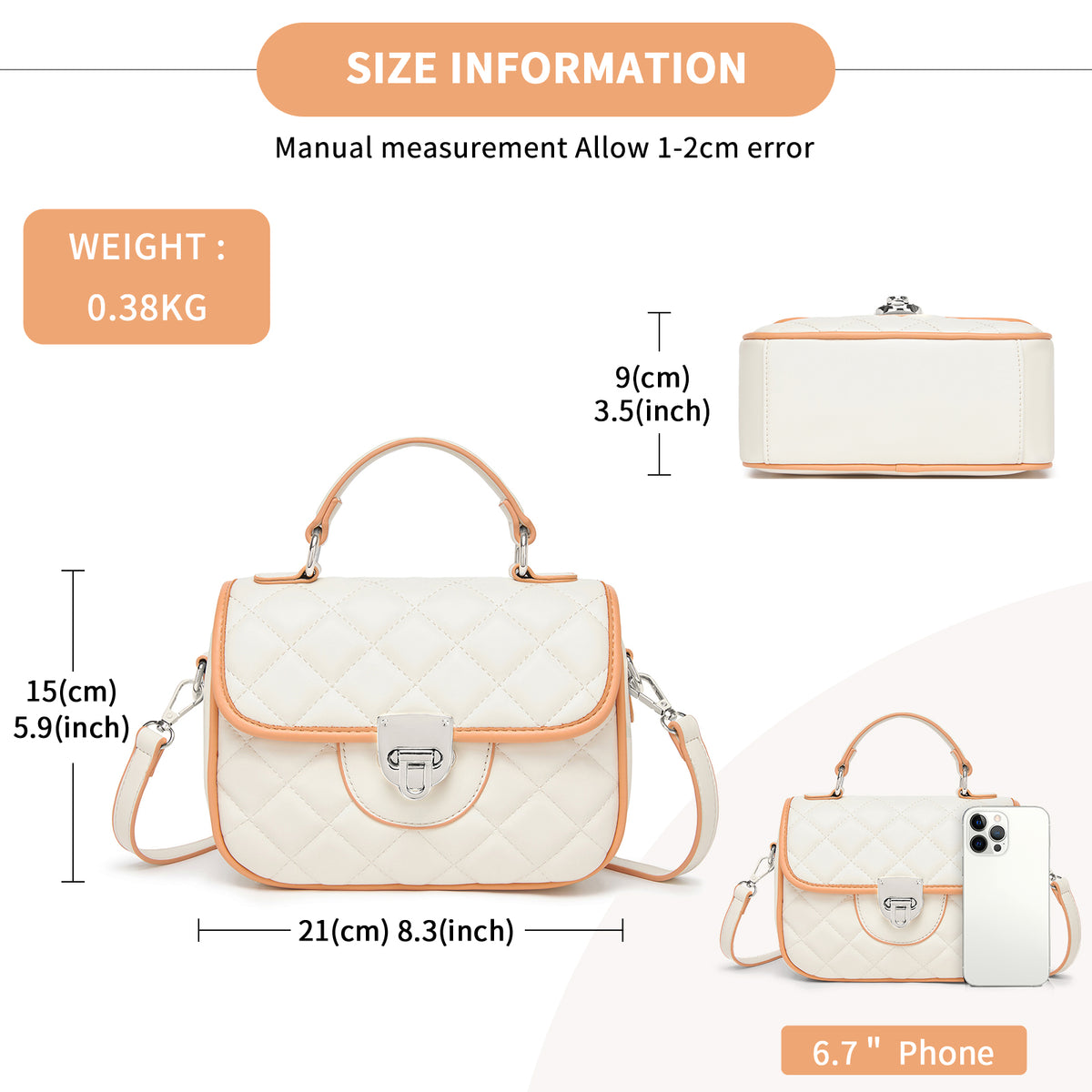Miss Lulu Practical Quilted PU Leather Crossbody Handbag