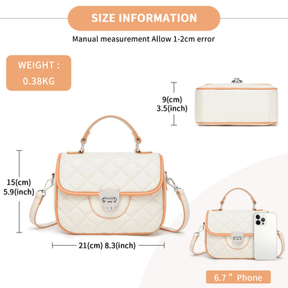 Miss Lulu Practical Quilted PU Leather Crossbody Handbag