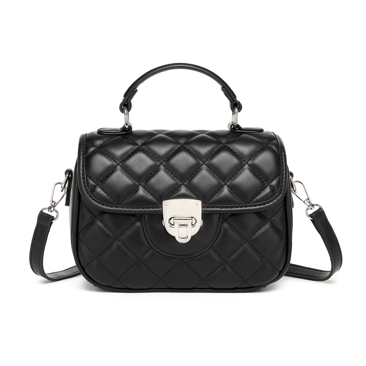 Miss Lulu Practical Quilted PU Leather Crossbody Handbag